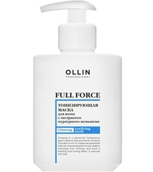 Ollin Full Force Тонизирующая маска для волос и кожи головы с экстрактом пурпурного женьшеня, 300 мл