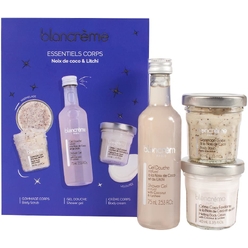 Набор: Скраб для тела Body Scrub With Coconut, 40 мл + Крем для тела тающий Melting Body Cream With Coconut And Lychee, 40 мл + Гель для душа Shower Gel Natural With Coconut And Lychee, 75 мл