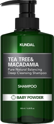 Шампунь KUNDAL TEA TREE & MACADAMIA DEEP CLEANSING SHAMPOO BABY POWDER, 500 мл