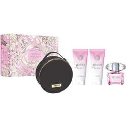 Набор парфюмерно-косметический Versace Bright Crystal (Туалетная вода женская 90 мл+ Гель для ванны и душа парфюмированный женский 100 мл+ Лосьон для тела с эффектом сияния 100 мл+Несессер для парфюмерно-косметической продукции с маркировкой Versace