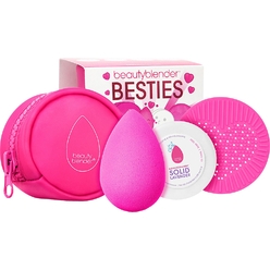 Набор Besties Original (Спонж для макияжа Beautyblender Pro + Мини-мыло Blendercleanser Charcoal с углем для очищения спонжей и кистей 16 г + Силиконовая подушечка для более тщательного очищения спонжа)