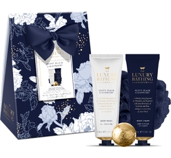 Косметический набор Peony, Peach & Raspberry (Гель для душа Body Wash, 100 мл + Крем для тела Body Cream, 100 мл + Соль для ванны Bath Fizzer, 25 г + Мочалка Body Polisher)