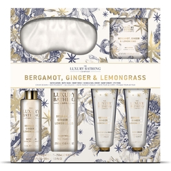Косметический набор Bergamot Ginger & Lemongrass (Крем для рук и ногтей,50 мл+Крем для тела,50 мл+Гель для душа,250 мл+Средство для принятия ванны,Bath Caviar,80 г+Пена для ванны,100 мл+маска для сна)