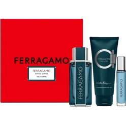 Набор парфюмерно-косметический (Парфюмерная вода мужская Ferragamo Intense Leather, 100 мл + Парфюмерная вода мужская Ferragamo Intense Leather, 10 мл + Шампунь и гель для душа Ferragamo Intense Leather, 100 мл)