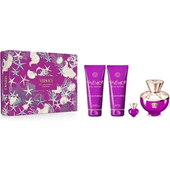 Набор парфюмерно-косметический VERSACE POUR FEMME DYLAN PURPLE  (Парфюмерная  вода 100мл + Гель для ванны и душа парфюмированный 100мл + Лосьон для тела парфюмированный 100мл + Парфюмерная  вода 5мл)