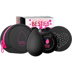 Набор Besties Charcoal (Спонж для макияжа Beautyblender Pro + Мини-мыло Blendercleanser Charcoal с углем для очищения спонжей и кистей 16 г + Силиконовая подушечка для более тщательного очищения спонжа)