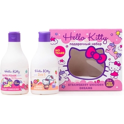 Набор косметический Hello Kitty Strawberry Unicorn Dreams (шампунь-гель для купания Berry Shower с экстрактом клубники 250, мл + детская пена для купания Candy Unicorn с экстрактом 7 трав, 250 мл)