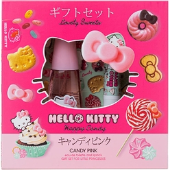 Набор парфюмерно-косметический (туалетная вода для женщин Hello Kitty Candy pink, 50 мл +  бальзам для губ "Персиковый джем" серии Народные рецепты, 15 г)