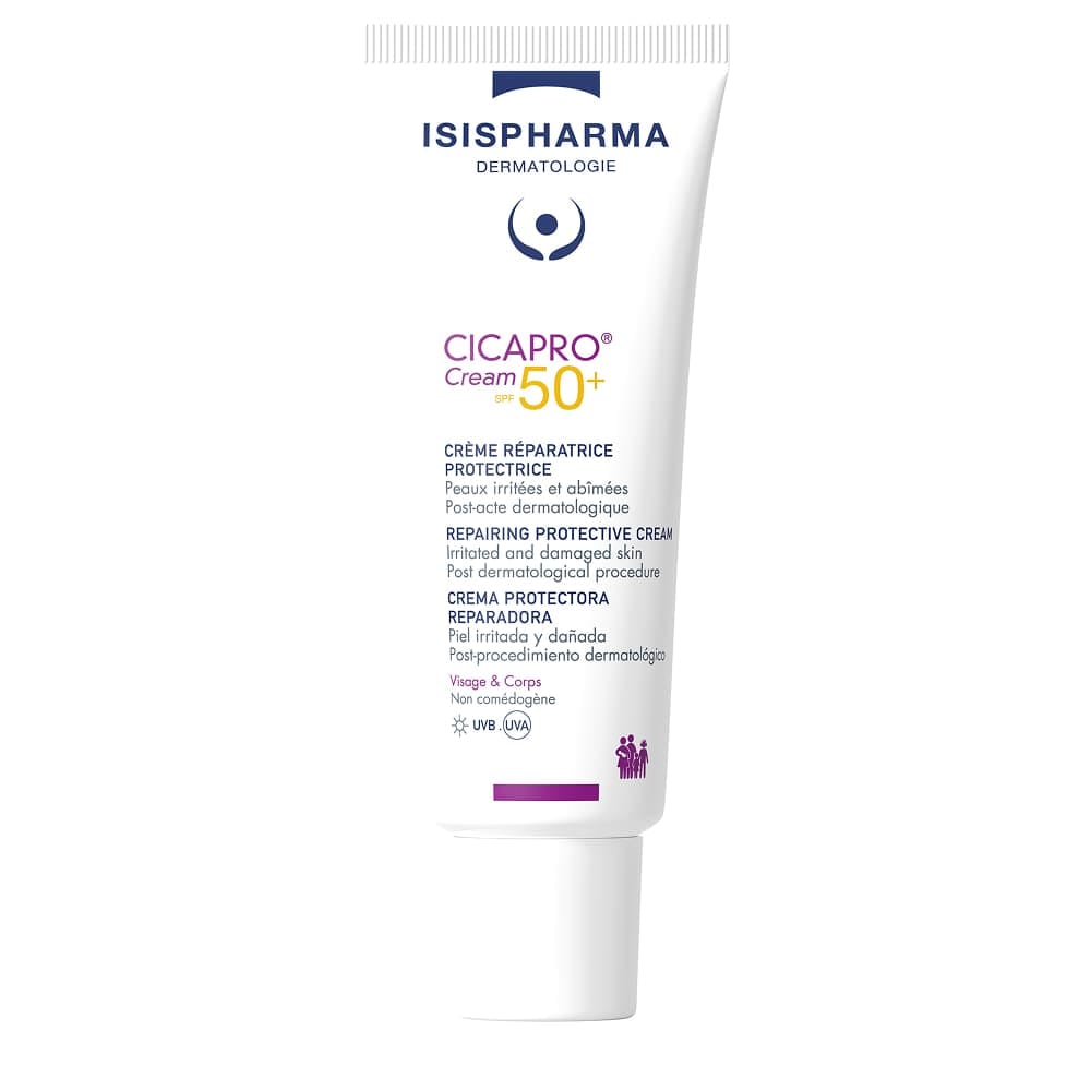 Isispharma Cicapro Cream SPF 50+ (Цикапро крем СПФ 50+) Крем интенсивный восстанавливающий солнцезащитный СПФ 50+ для раздраженной и поврежденной кожи, 40 мл
