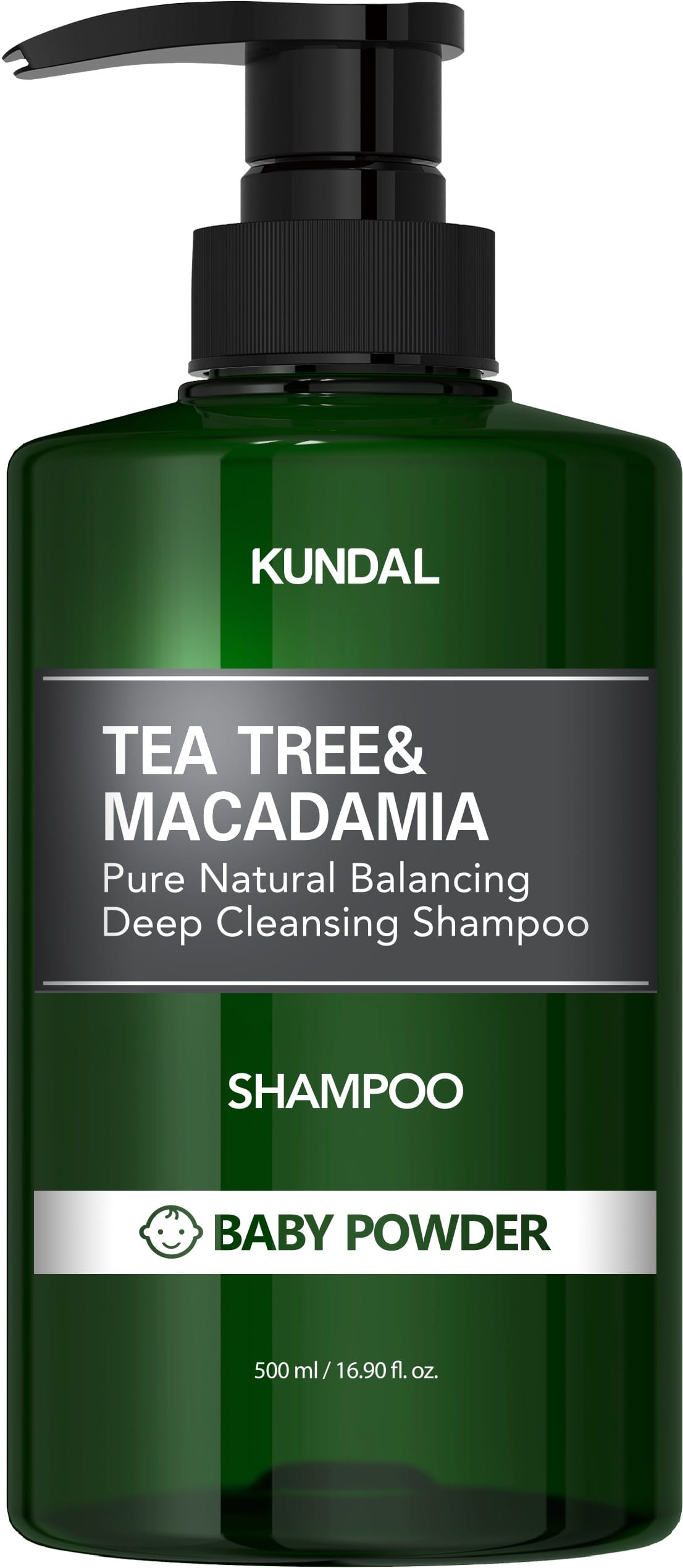 Шампунь KUNDAL TEA TREE & MACADAMIA DEEP CLEANSING SHAMPOO BABY POWDER, 500 мл