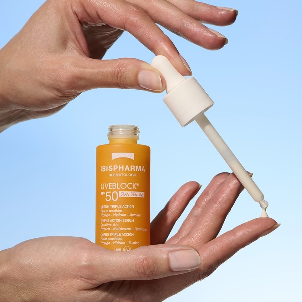 Isispharma Uveblock Sun Serum SPF 50 Сыворотка солнцезащитная увлажняющая с эффектом сияния, 28 мл - фото 5