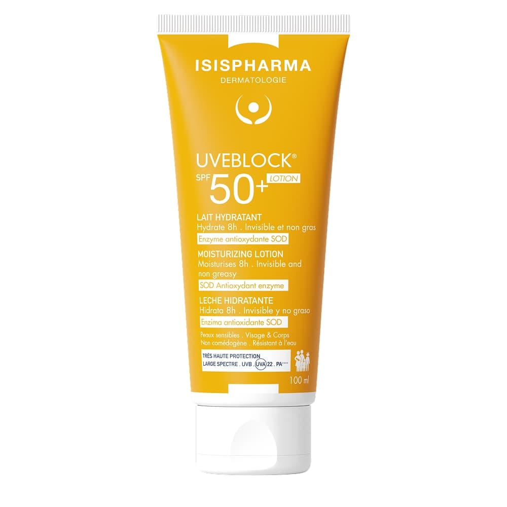 Isispharma Uveblock Lotion SPF 50+ Молочко флюид солнцезащитное увлажняющее, 100 мл