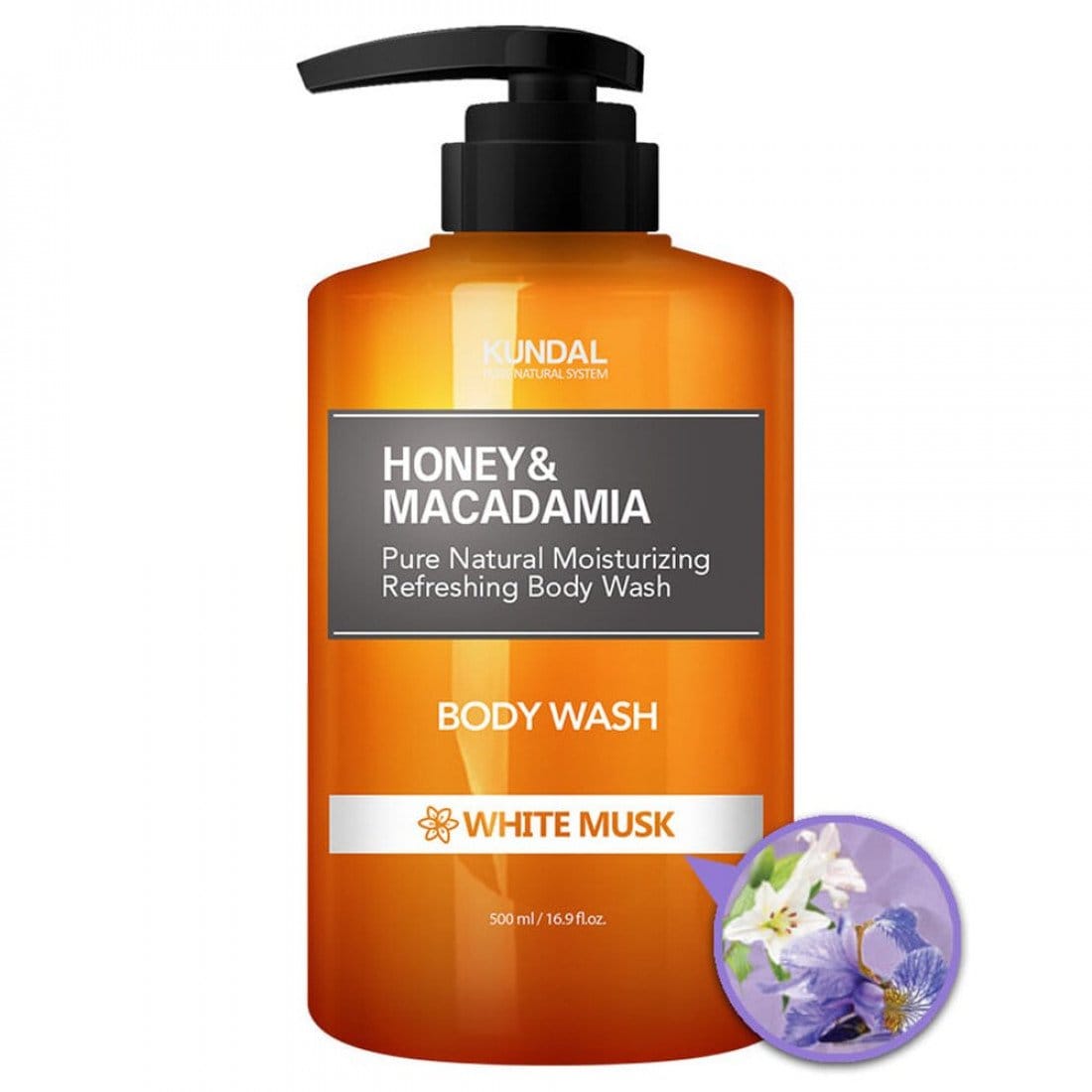 Гель для душа KUNDAL HONEY & MACADAMIA PURE BODY WASH WHITE MUSK, 500 мл
