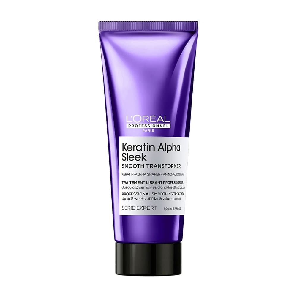 Профессиональный разглаживающий смываемый уход для волос L'Oreal Professionnel Serie Expert Keratin Alpha Sleek, 200 мл