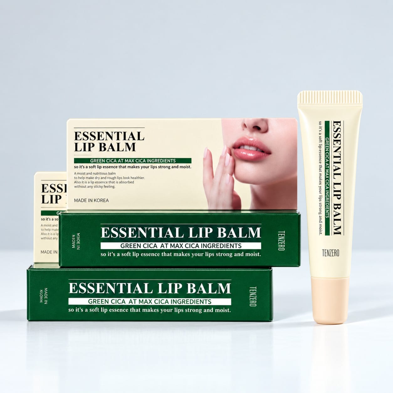 Увлажняющий, питательный бальзам для губ Tenzero Essential Lip Balm Green Cica, 9 г - фото 4