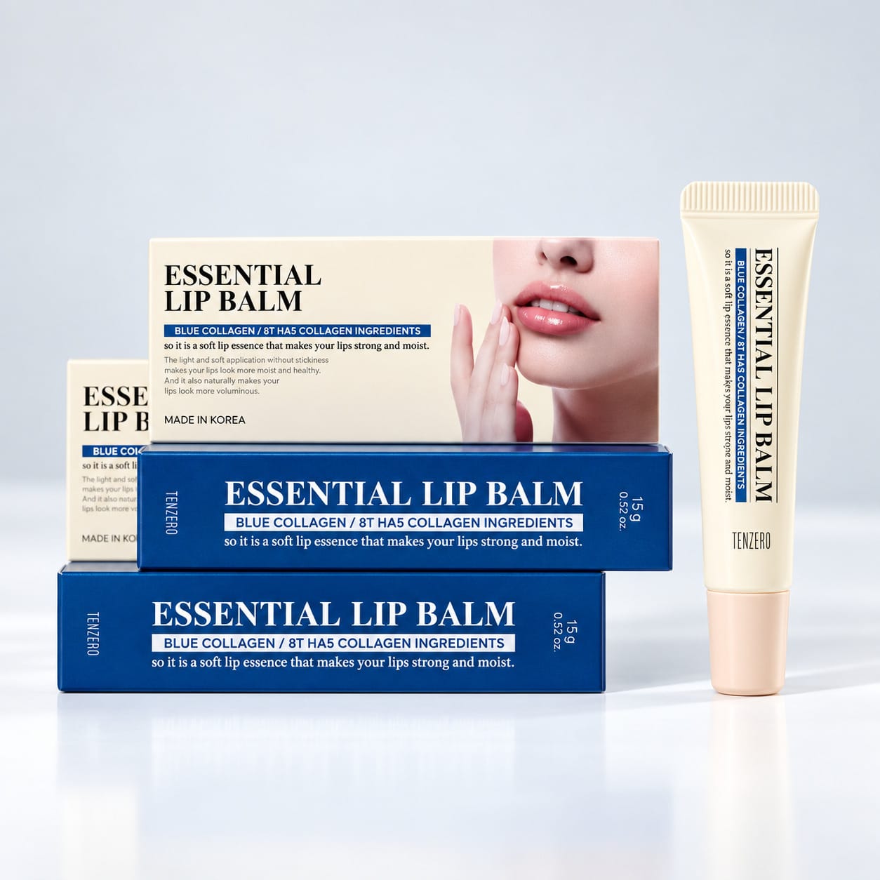 Увлажняющий, питательный бальзам для губ Tenzero Essential Lip Balm Blue Collagen, 9 г - фото 4