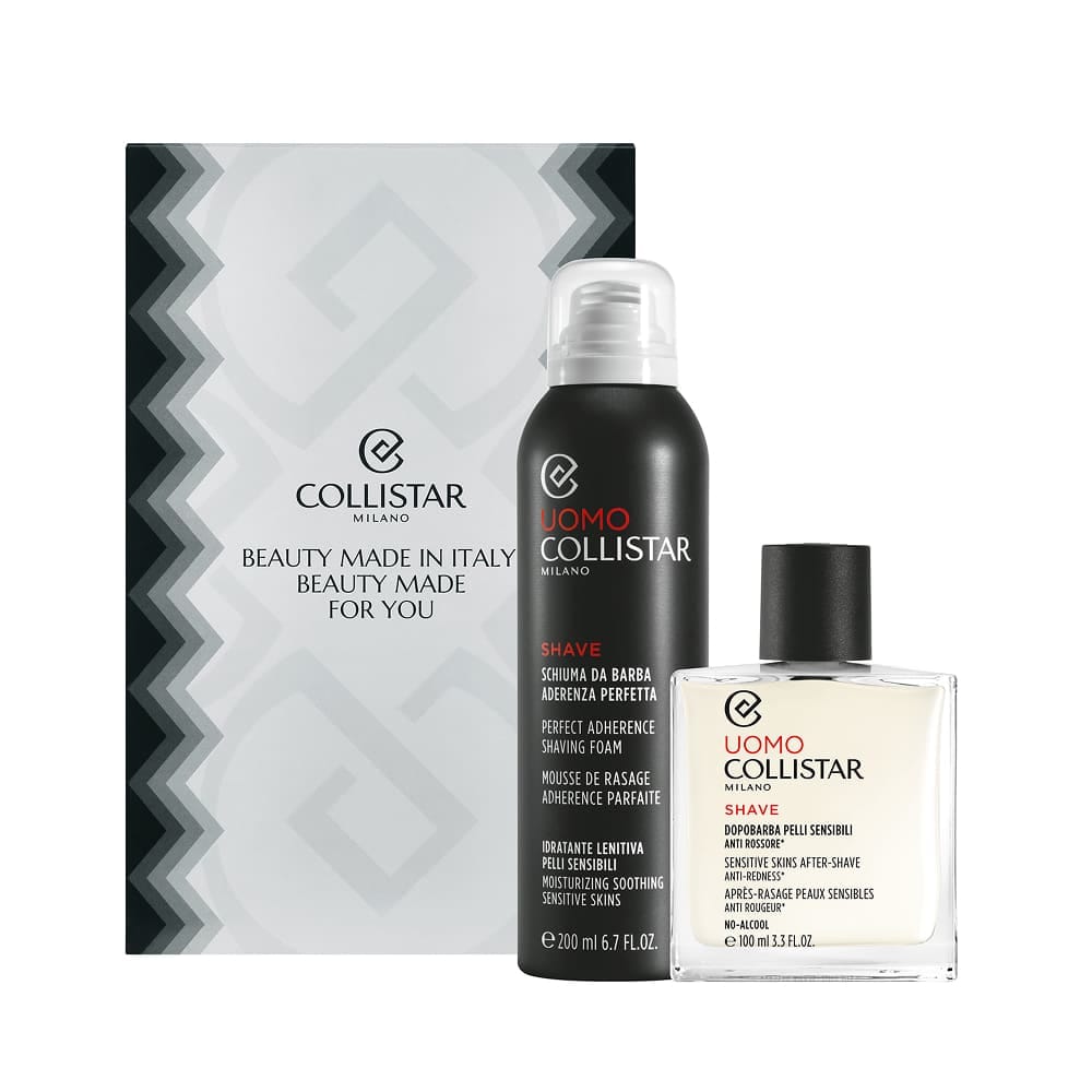 Набор косметический (Пена для бритья Uomo/Shave/Perfect Adherence Shaving Foam, 200 мл + Средство после бритья для чувствительной кожи, защищает от покраснений Uomo/Shave/Sensitive Skins After-Shave Anti-Redness, 100 мл)