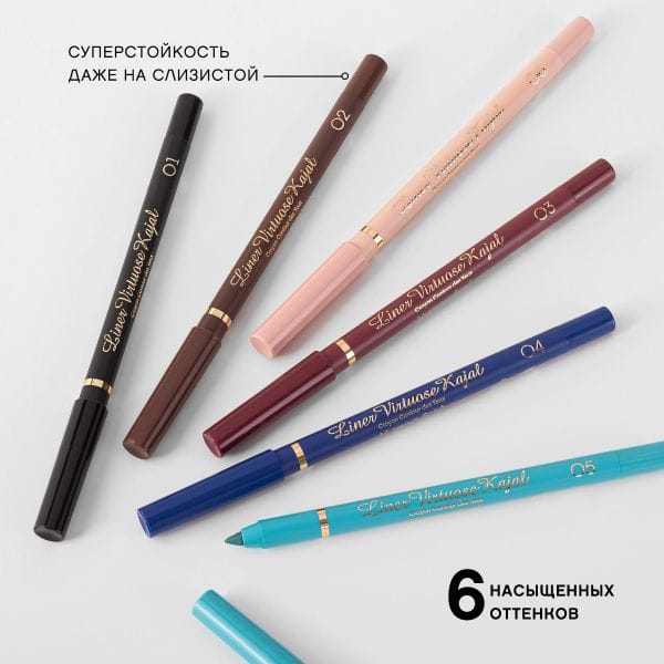 Карандаш-каял для глаз устойчивый гелевый Liner Virtuose Kajal - фото 6