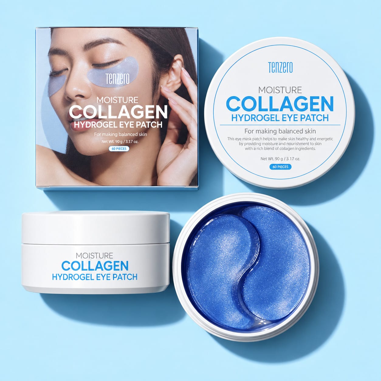 Увлажняющие, коллагеновые гидрогелевые патчи для кожи вокруг глаз Tenzero Moisture Collagen Hydrogel Eye Patch, 90 г - фото 3